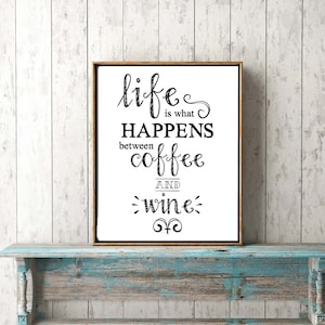 Life is What Happens Between Coffee and Wine Printable Sign - Etsy
