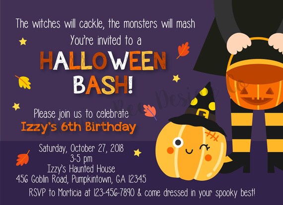 Halloween Party Invitation Halloween Birthday Invite Witch Invitation Kids Halloween Invitation Witch Halloween Party Witch Invites Etsy