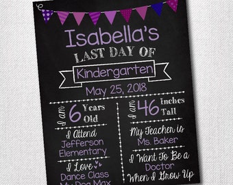 Last Day Of School Reusable Chalkboard Printable Sign Back to School Poster