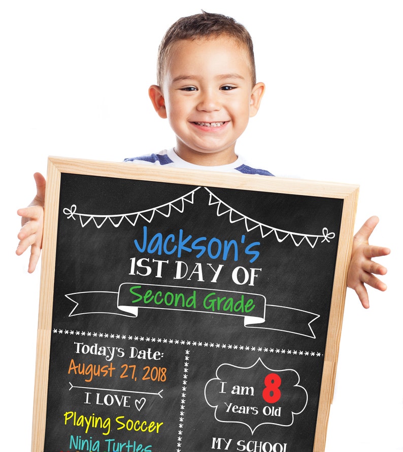 First Day of School Reusable Chalkboard Printable Sign Back to School Poster Etsy
