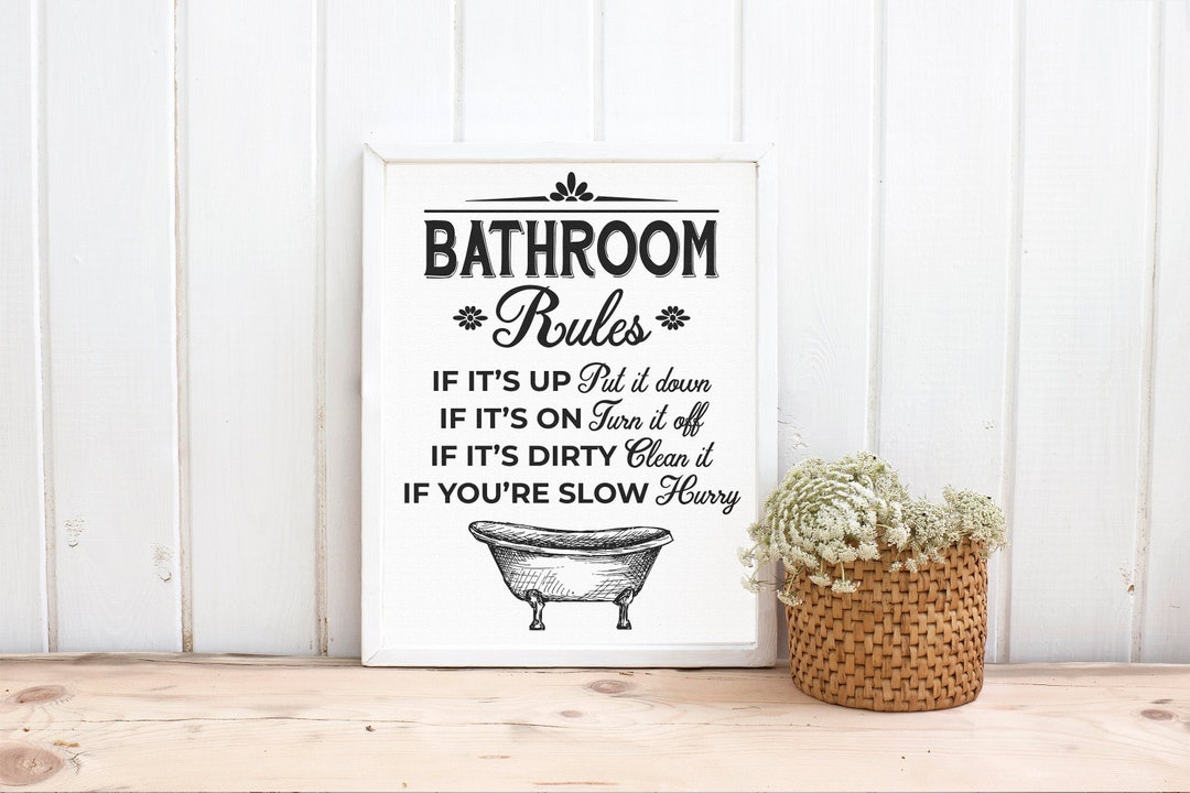 Bathroom Sign, Bathroom Printable, Bathroom Art, Bathroom Rules ...