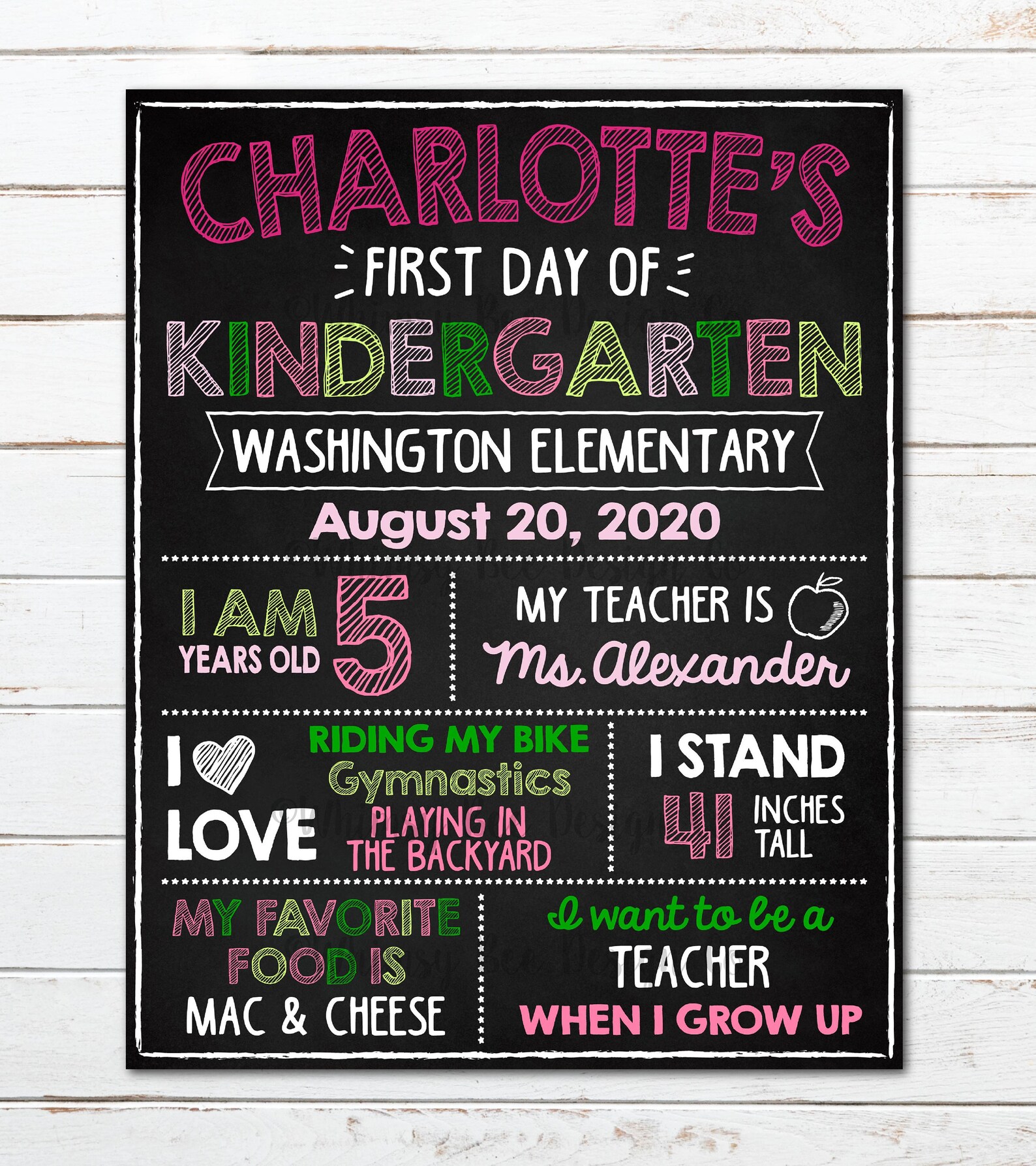 First Day of School Sign Girl First Day of School Chalkboard | Etsy