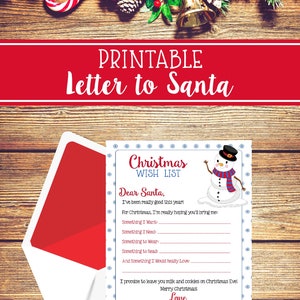 Printable Christmas Wish List Dear Santa Letter Letter to | Etsy
