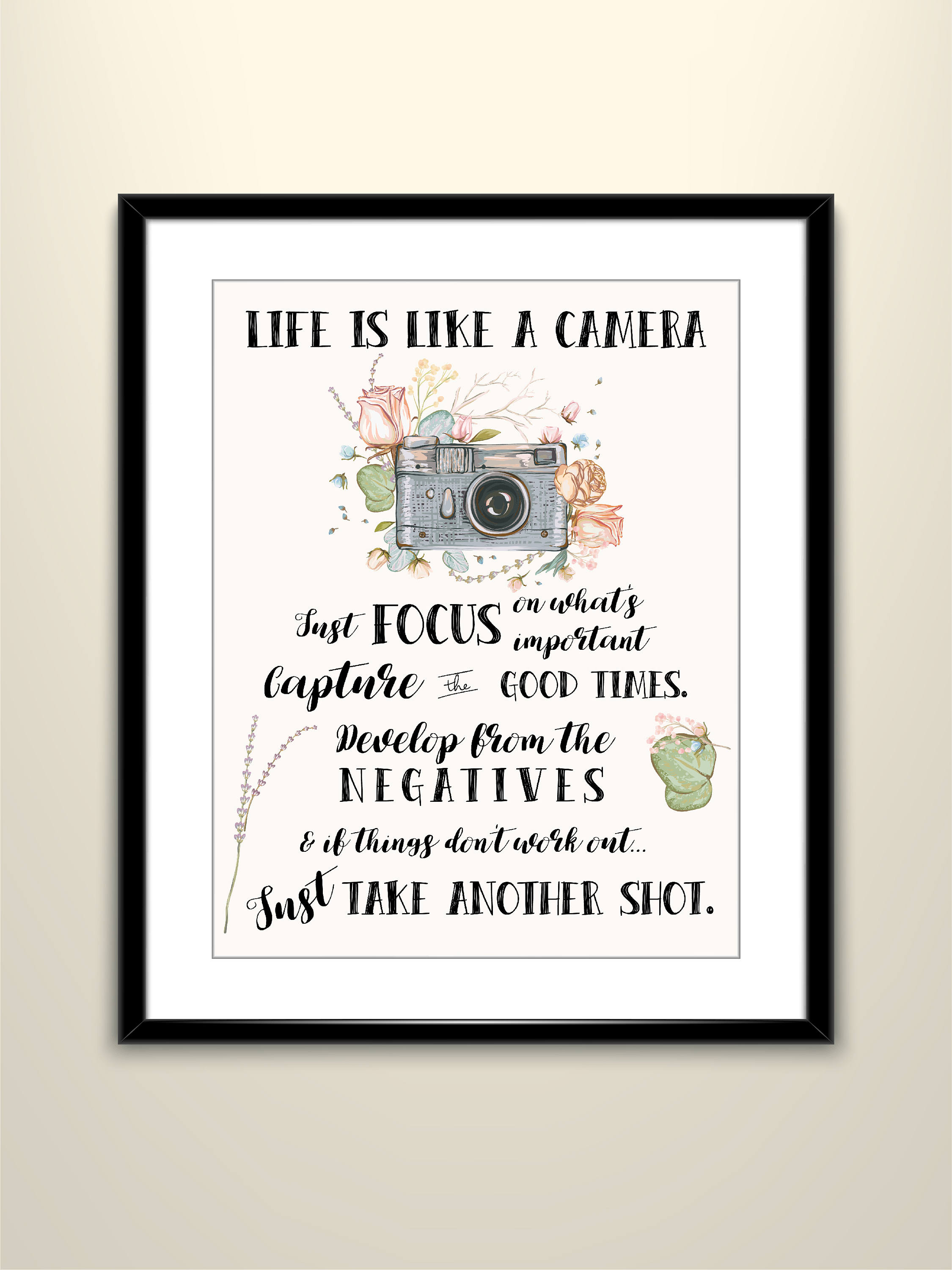 Life is Like a Camera Quote Camera Gift for Photographer DIGITAL FILE