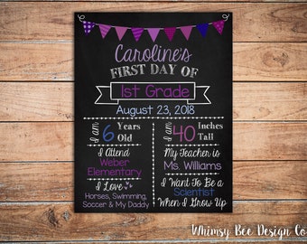 First Day Of School Reusable Chalkboard Printable Sign Back to School Poster