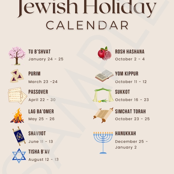 2024 Jewish Holiday Calendar