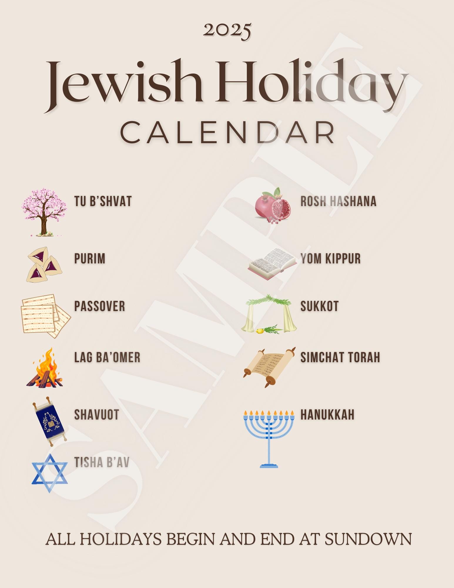 2025 Jewish Holiday Calendar - Etsy 2025-jewish-holiday-calendar-etsy