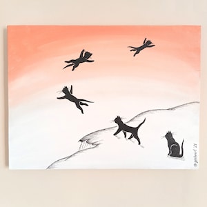 Schilderij op doek &quot;Vliegende katten&quot;