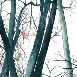 Winter-original gouache and watercolor, painting.