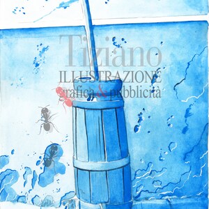 Original solitario gouache y acuarela, pintura.