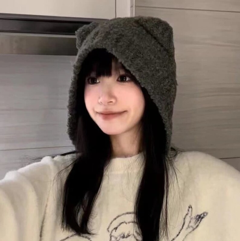 Autumn and Winter Cute Safety Bear Hat for Women Warm Etsy