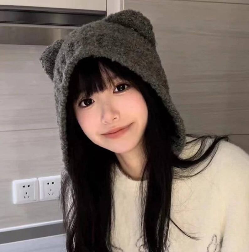 Autumn and Winter Cute Safety Bear Hat for Women Warm Etsy