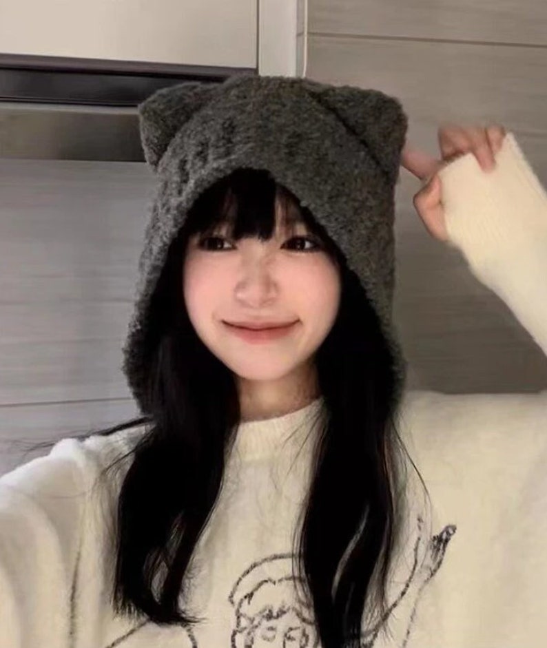 Autumn and Winter Cute Safety Bear Hat for Women Warm Etsy