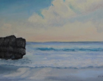 Morning Light, El Matador Beach---original art, impressionist seascape, Malibu   affordable art, 16" x 20"