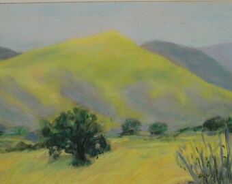 Yellow-Green Springtime --- original art, impressionist landscape,  affordable art, 16" x 20"