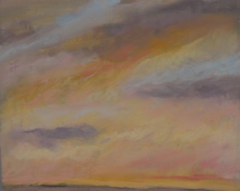 Salmon Sunset, Zuma Beach ----original art, impressionist , seascape, sunset, affordable art