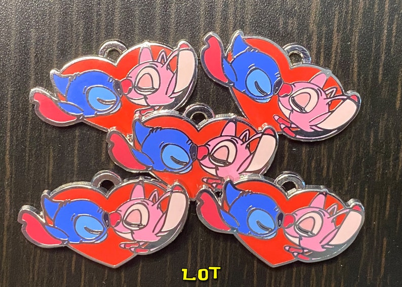 Stitch & Angel Charm Keychain Necklace Earrings Disney Etsy