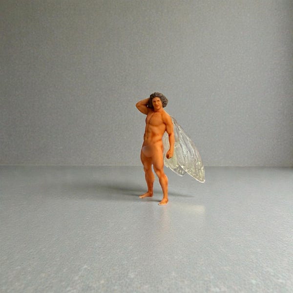Colten da 30 mm - Statuina in miniatura per giardino delle fate realizzata a mano. Fata maschio nuda