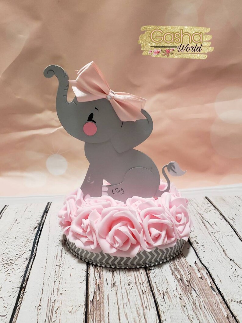1 pc Elephant Cake Topper 1pc Elephant Centerpiece Elephant Baby Shower Elephant Theme Girl Baby Shower Boy Baby Shower Elephant