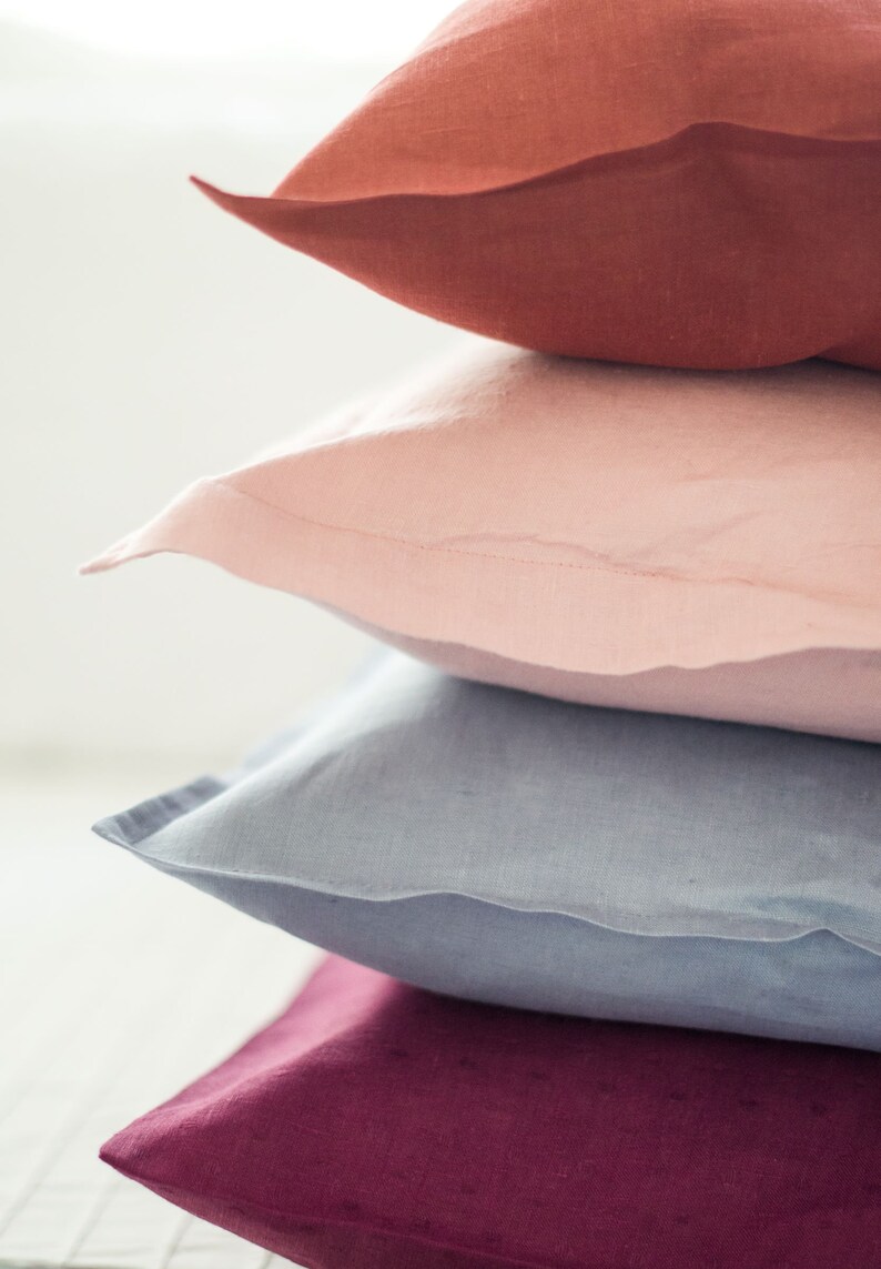 Linen Pillowcase light blue 40 cm x 80 cm with zipper