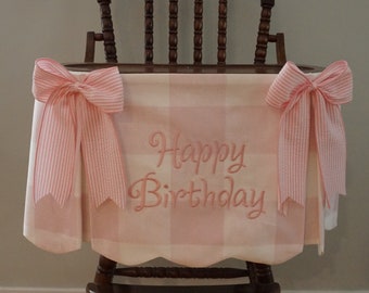 First Birthday Girl, First Birthday Highchair Banner, Pink Highchair Banner