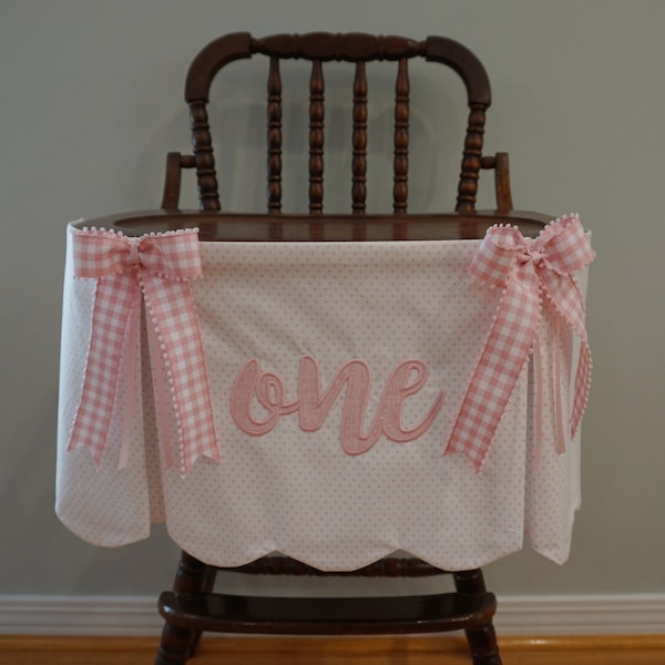 First Birthday Girl, First Birthday Highchair Banner, Pink Highchair Banner