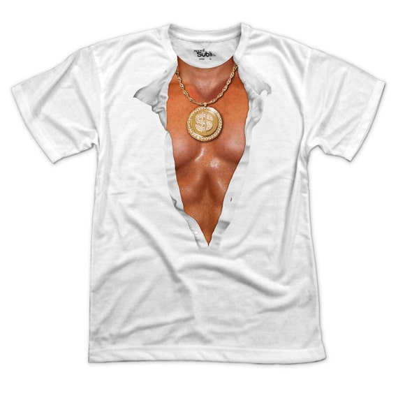 Poser T Shirt Funny novelty tee in sizes S-3XL MEDALLION ripped chest effect