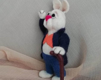 Needle Felted Bunny with a Cane