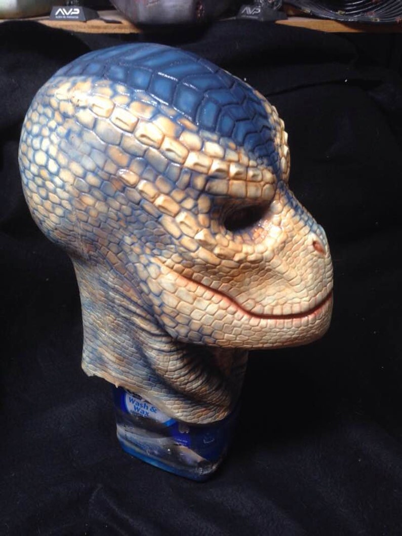 Painted Reptilian Mask Wearable Costume Piece image 7