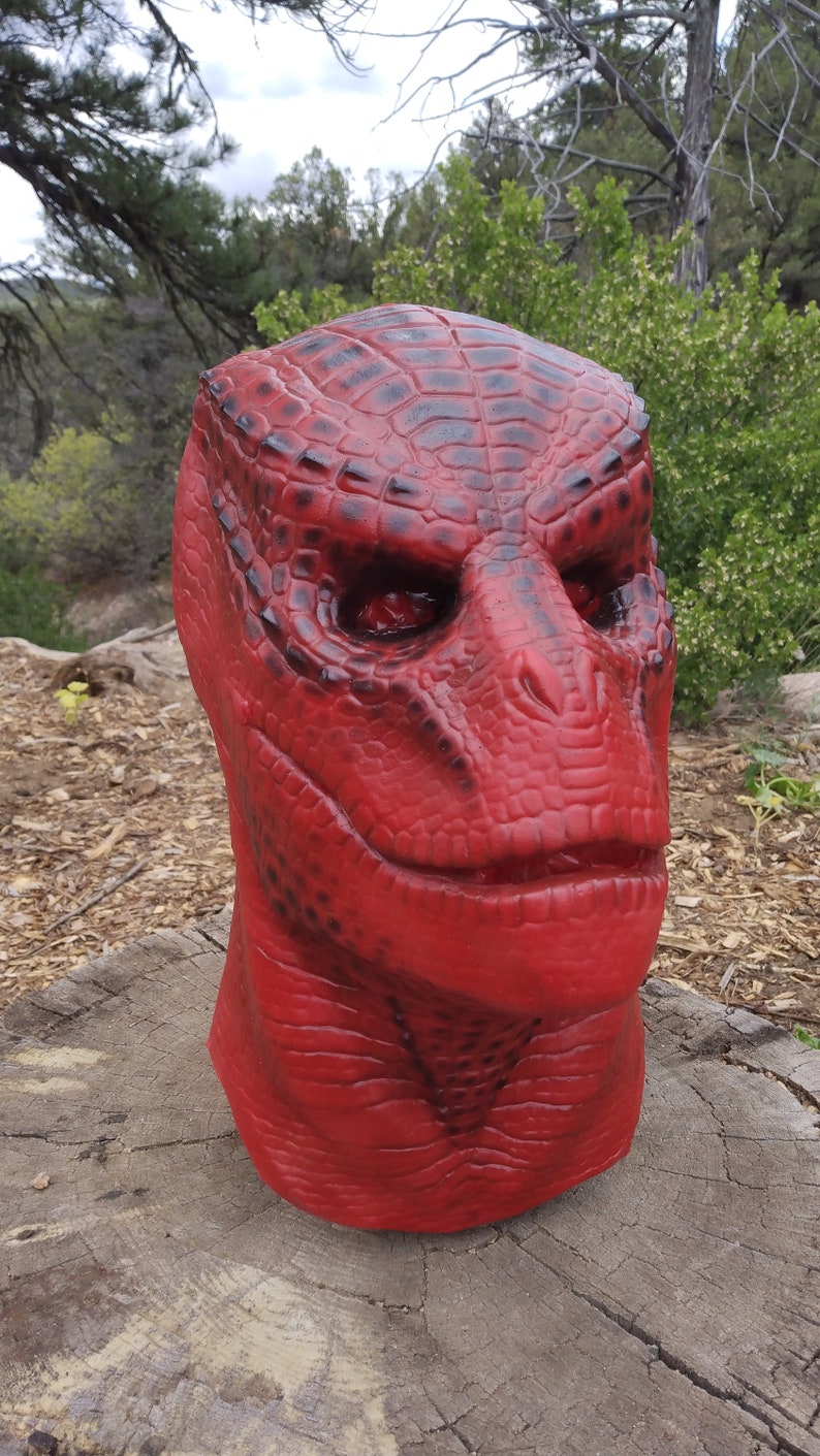 Painted Reptilian Mask Wearable Costume Piece image 1