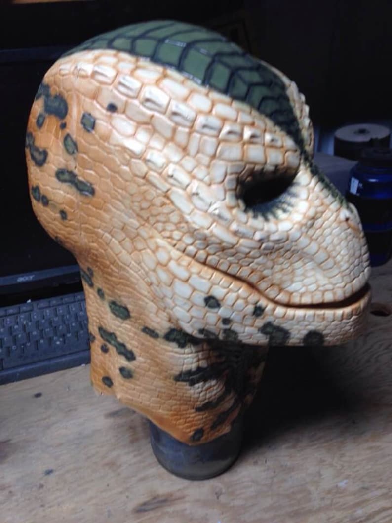 Painted Reptilian Mask Wearable Costume Piece image 6