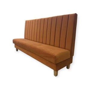 Banqueta modular acanalada Tangerine de 120 cm con respaldo alto, banco empotrado, asientos para cocina, bar, muebles de cocina, invernadero, bar en casa