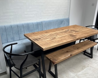 baby blue fabric , fluted backBanquette Bench Booth Seating Kitchen, Bar kitchen seating restaurant contract furniture