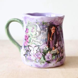 Purple is Cool Twilight Mug - Millie's Pottery Hand Made Mug Purple is Cool Large Tulip Shape Mug