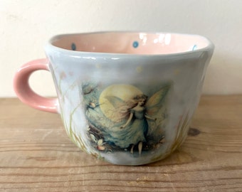 Ceramic peek-a-boo owl mug - Millie's Pottery Sunset River Fairy Peek-a-boo Little Owl