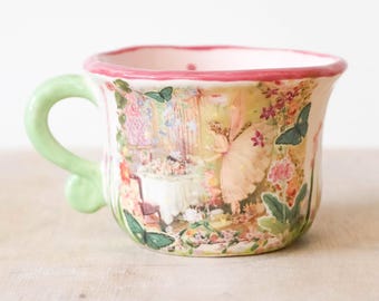 Millie&#39;s Pottery Handbemalte Pink Teeparty Teetasse Teetasse Teetasse
