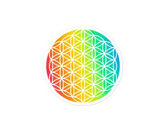 Flower of Life Sticker, Sacred Geometry, Meditation, Mandala, Yantra, Rainbow, Seed of Life