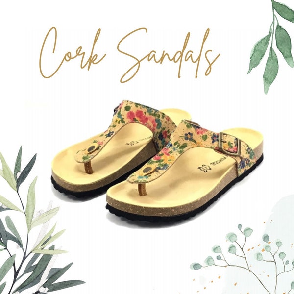 Cork Sandals, Summer Sandals for Women, Flip Flop Sandals, Open Toe Sandals, Thong Sandals, Gift for Her,Mothers Day Gift