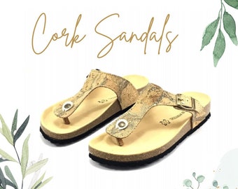 Cork Sandals, Summer Sandals for Women, Flip Flop Sandals, Open Toe Sandals, Thong Sandals, Gifts for Her,Mothers Day Gift