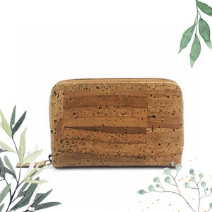 Portefeuille élégant à fermeture éclair pour femme - Porte-monnaie écologique en cuir végétalien avec fentes pour cartes et compartiment pour la pièce - Cadeau unique pour elle