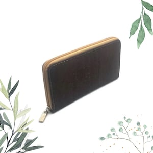 Cartera minimalista vegana de corcho con cremallera: cartera ecológica para mujer con monedero con cremallera, marrón, regalo de cumpleaños, hecha a mano, aprobada por PETA