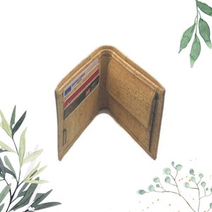 Sustainable Cork Bifold Wallet for Him - Eco-Friendly Vegan Wallet with Coin Compartment and Card Slots - Birthday Gift