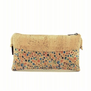 Floral Cork Crossbody Bag: Vegan Leather Travel Purse