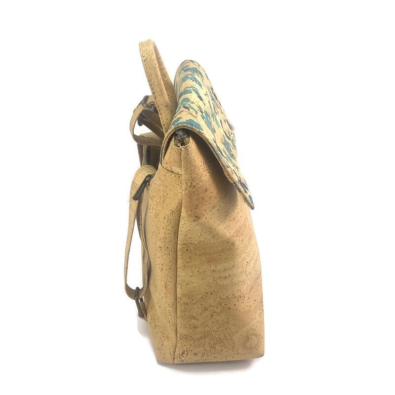 Carpel Eco friendly Vegan Floral Cork Backpack‎ Sustainable Hippie Boho Floral Cork Backpack Purse: Eco-friendly Vegan Bag - Etsy main image 2