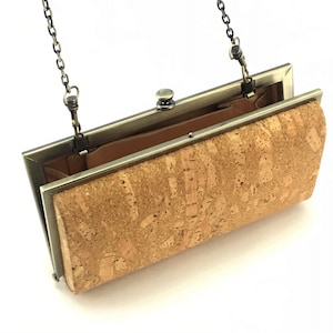 Elegante bolso de mano de corcho con correa de cadena, bolsos de noche hechos a mano para mujer, bolso bandolera ecológico - Regalo de cumpleaños para ella
