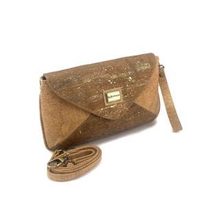 Marble Pattern Cork Clutch: Vegan Evening Bag with Detachable Strap