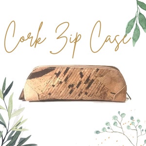 Petit étui à fermeture éclair végétalien en liège pour lunettes, maquillage et stylos - Cadeau respectueux de l'environnement pour elle, cadeau pour maman, cadeau d'anniversaire