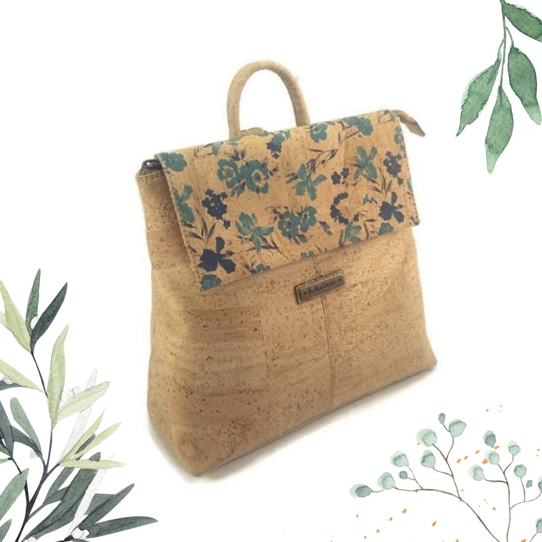 Floral Cork Backpack Purse: Eco-friendly Vegan Bag - Etsy
