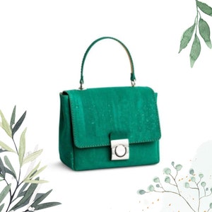 Cute Cork Boxy Handbag Small Vegan Bag in Green,Mothers Day Gift