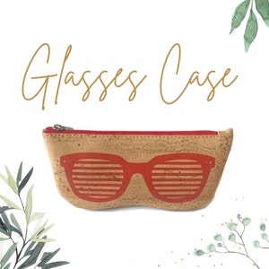 Eco-Friendly Vegan Cork Glasses Case with Zipper - Perfect Gift for Her